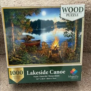 Majestic Lakeside Canoe 1000-Piece Wood Puzzle -New